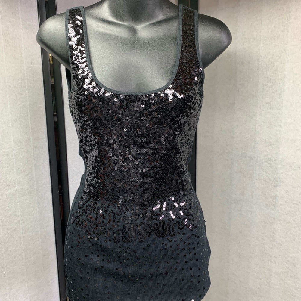 Black Sequin Tank Top